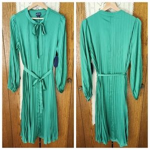 SCOOP Green Pleated Dress NWT